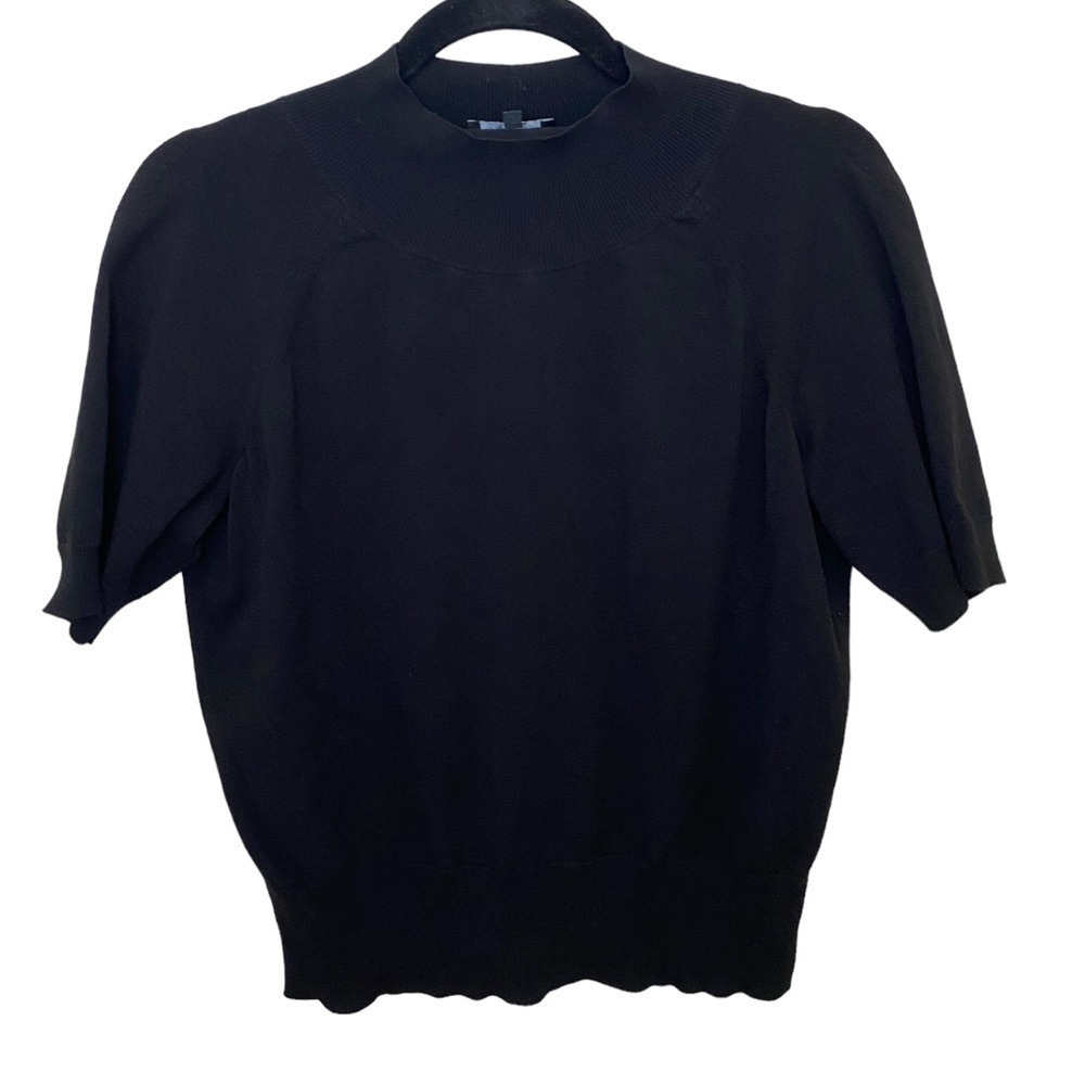 Lafayette 148 Black mock neck ShortSleeve Large Sweater